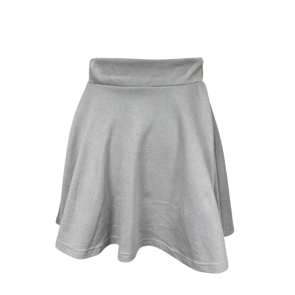 Dani's Choice Gray Skater Mini Skirt Womens Size S A-Line High Waist Knit‎ Flare